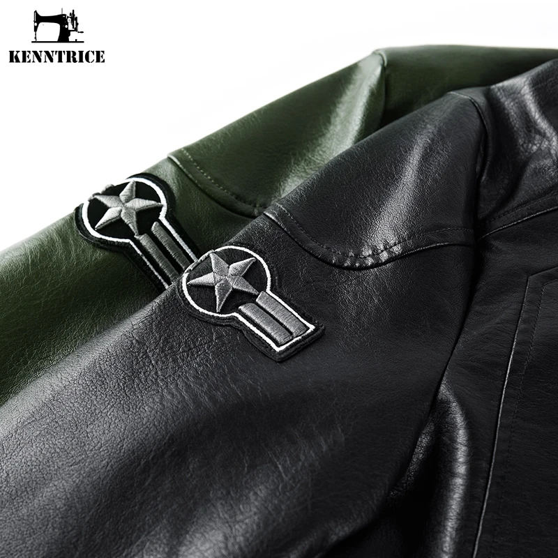 Мужская кожаная куртка Kenntrice Авиатор из искусственной овчины|pilot leather jacket|sheepskin