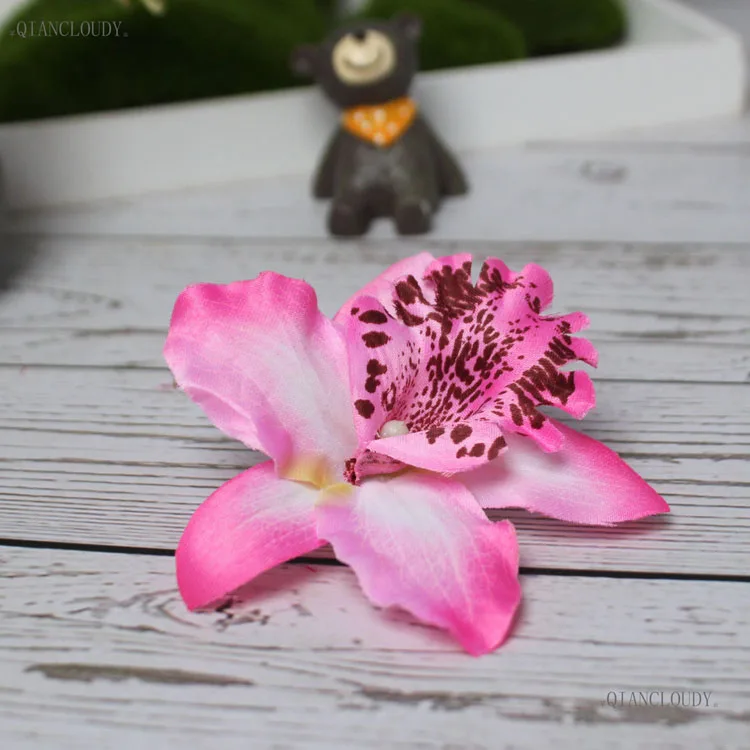 Pink 30 комплектов/партия, красный, светло-розовые, белые Искусственные тайского Орхидеи Шелковые головки цветов Набор «сделай сам» для Свадебная заколка для волос Украшенные цветочной A91 - Цвет: Pink