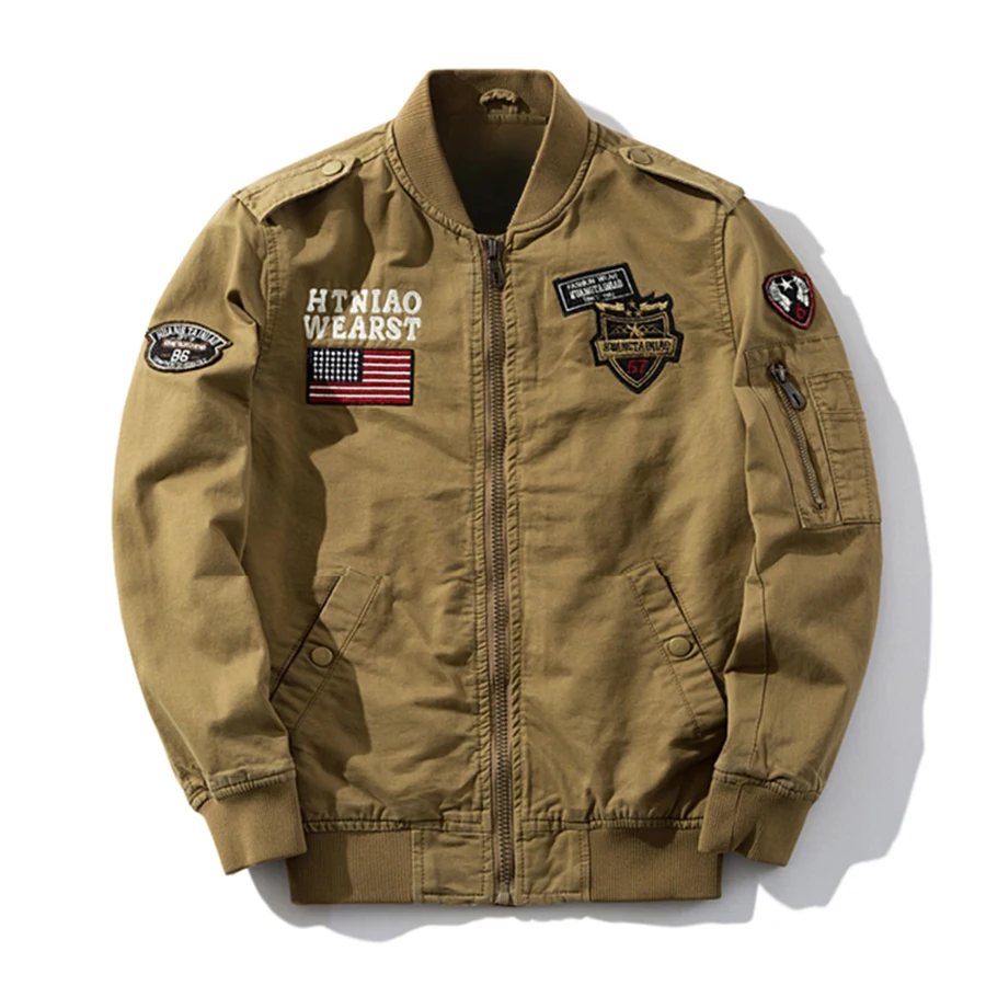 Plus Size Jacket Men Casual Baseball 6xl Mens Cotton Air Force 1 Erkek Men's Jackets Zipper Loose 50C0178 | Мужская одежда