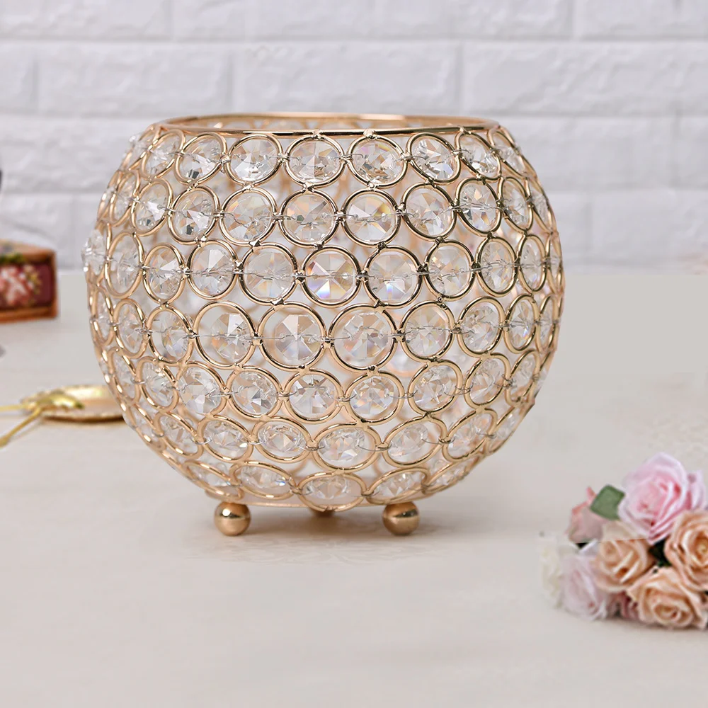 

15cm Diameter Crystal Bowl Candle Holders Table Centerpiece Flower Vases for Christmas Day Home Decoration