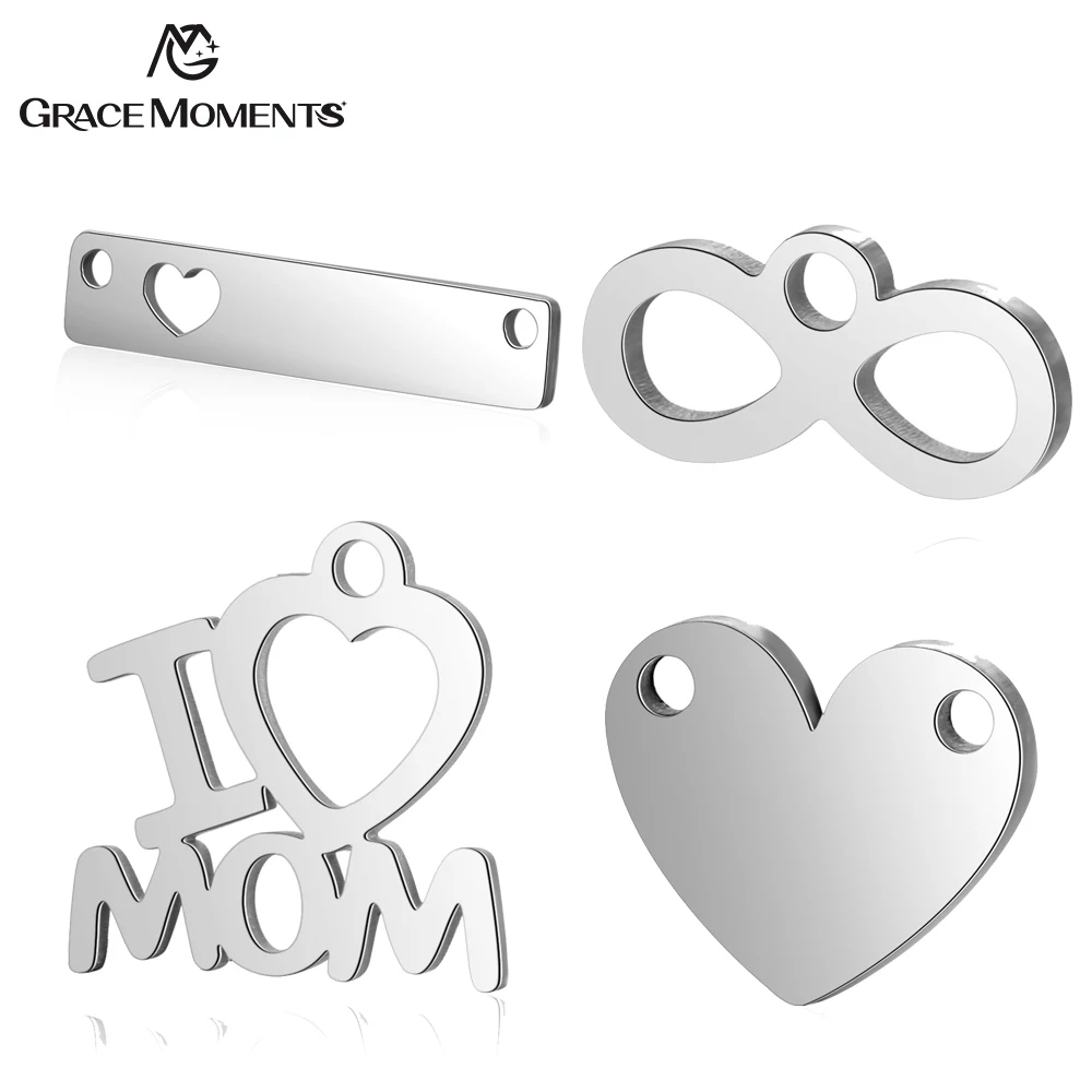10 шт./лот 316L подвески из нержавеющей стали Сердце Мальчик I love Mom Полые Подвески