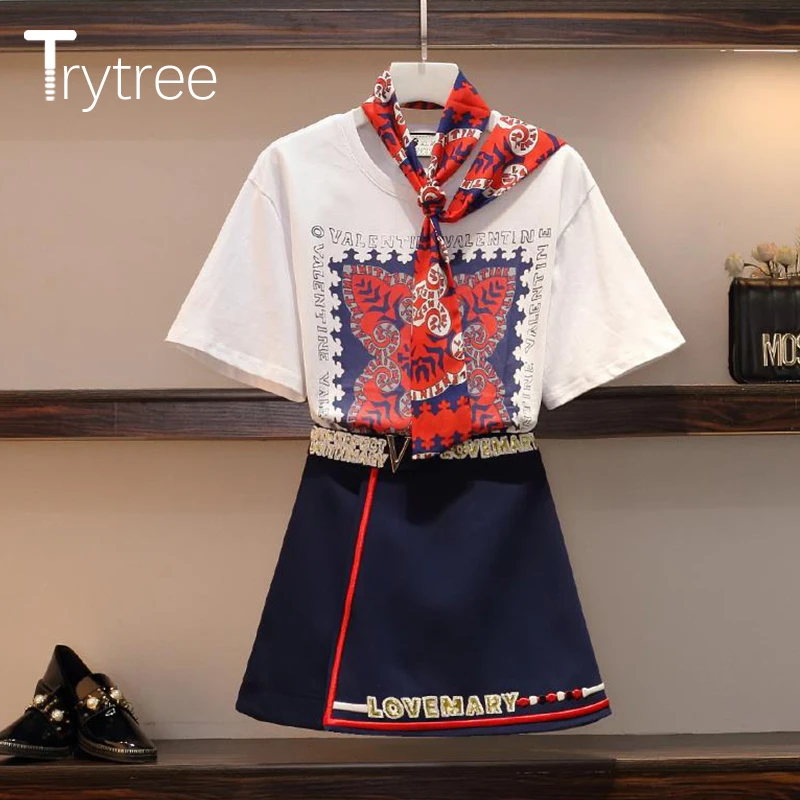 Trytree летний женский комплект из двух предметов модный шарф с круглым вырезом и