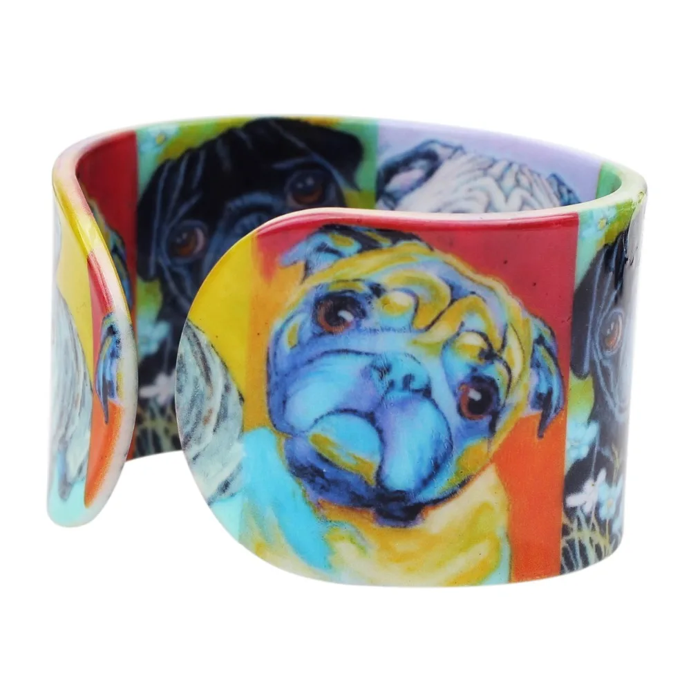 WEVENI Plastic Animal French Bulldog Pug Dog Bangle Bracelet Indian Fashion Jewelry For Women Girl Wholesale Craft Accessories | Украшения