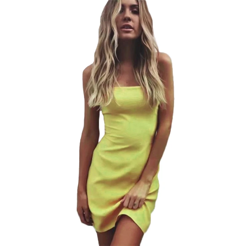 

Women Bodycon Pure Color Summer short mini dress Sexy Party Backless bandage Strappy Sexy Club holiday vestidos femme Clothes
