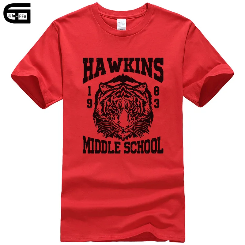 Летние Стильные футболки для мужчин Hawkins Middle School Tiger 1983, футболка с принтом, Повседневная футболка из хлопка T234