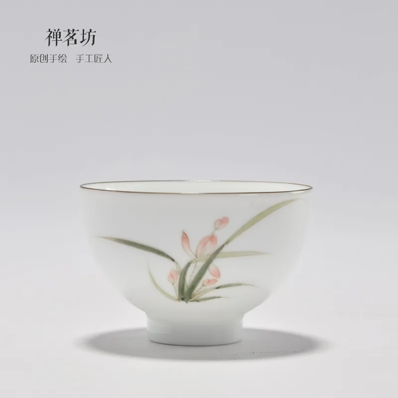 Ручная роспись китайский сливовый Лотос бамбук белый фарфор керамическая чайная