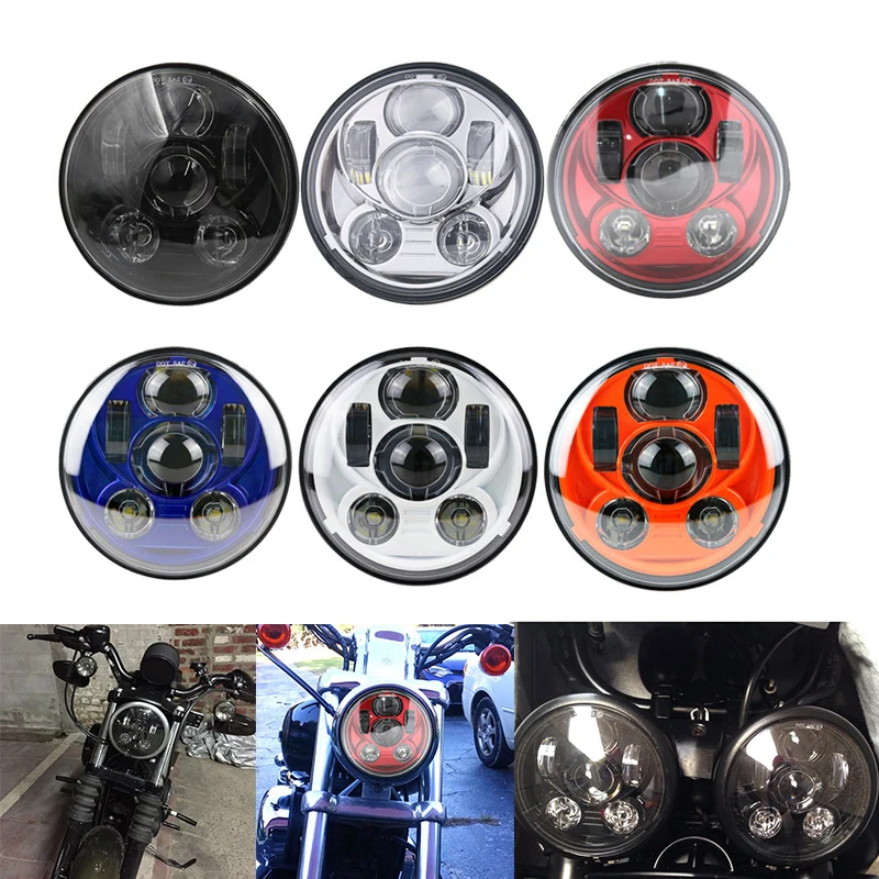 5.7&quot LED Headlight Black for Harley Motorcycle 883 Sportster Triple Low Rider Wide Glide Headlamp Projector Driving Light 1PCS |