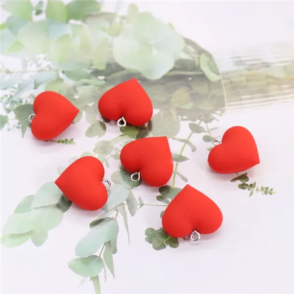 10 шт. мягкие шармы в форме сердца ярких цветов DIY серьги-гвоздики/Висячие Подвески ожерелье аксессуары для волос женские ювелирные изделия