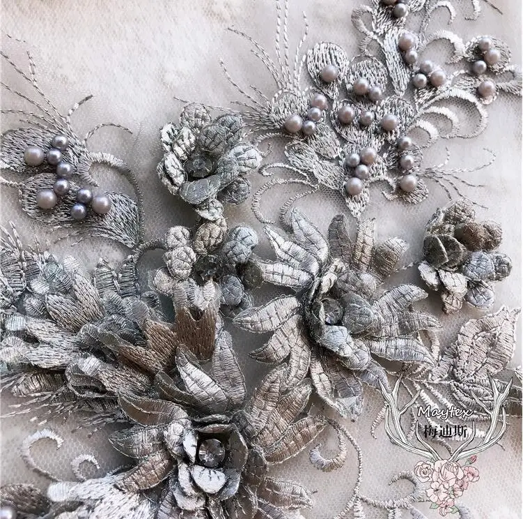 Аппликации для свадебного платья с 3D бусинами ручной работы аппликации сделай