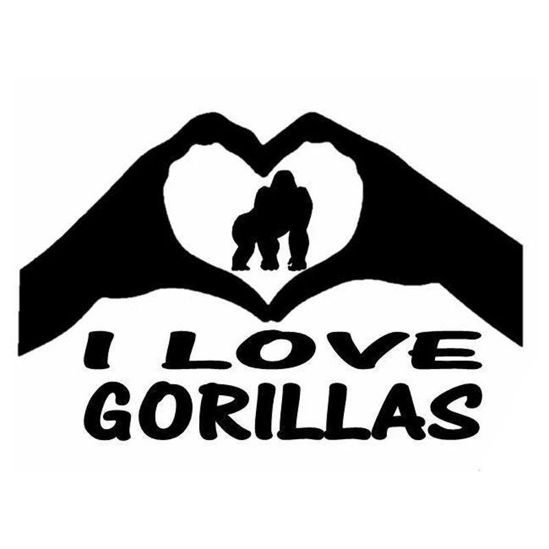 Наклейки с надписью I Love Gorillas Hands Heart 14 5 см * 9 виниловые Стильные наклейки для