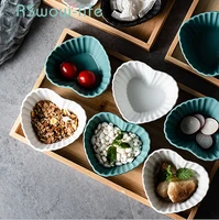 creative household tableware fruit plate snack dish ceramic bowl grid plate nut sauce bowl candy dish for kitchen supplies