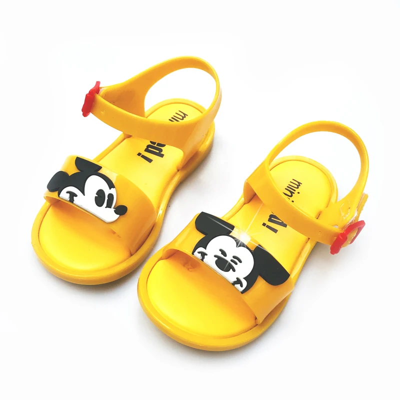 Mini Melissa/Новинка года; прозрачная обувь с изображением Микки Мауса; детские сандалии с изображением головы Микки; обувь для девочек; сандалии с Минни; обувь melissa - Цвет: Yellow