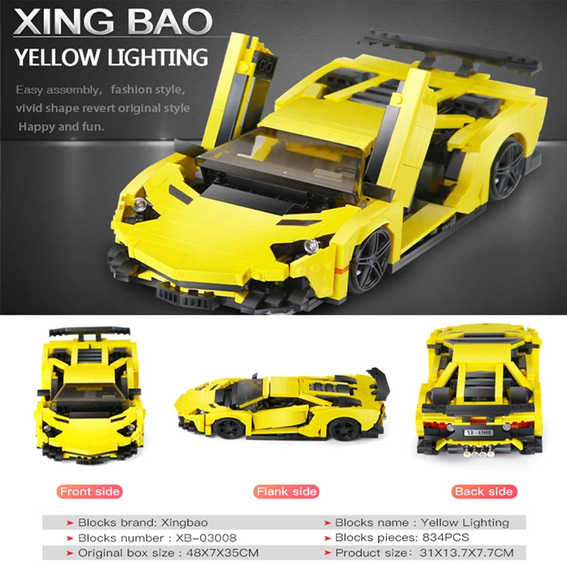 XINGBAO 03008 креативные строительные блоки 834 шт. игрушки с фигуркой серия автомобилей