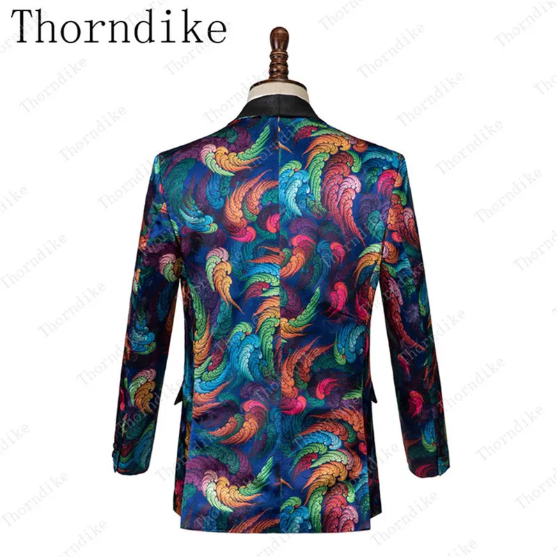 Thorndike 2019 цветной узор мужчины одна кнопка Свадебный костюм жениха певица смокинг