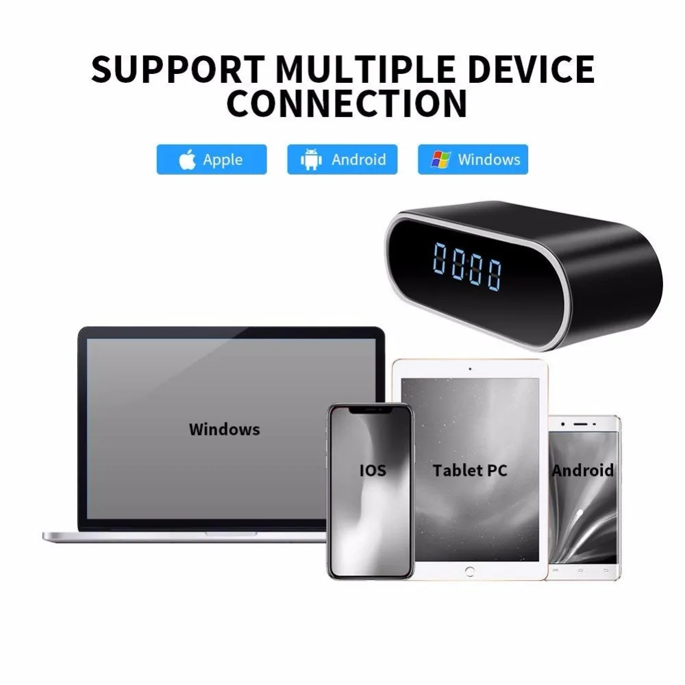 WiFi настольные часы мини камера 1080P HD IP P2P DVR видеокамера будильник набор ночного
