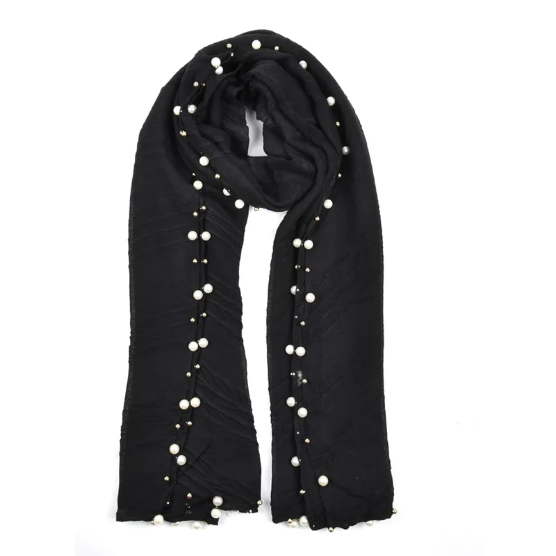 Женский элегантный плиссированный шарф с жемчугом SF843|cotton scarf|brand design scarfbrand fashion