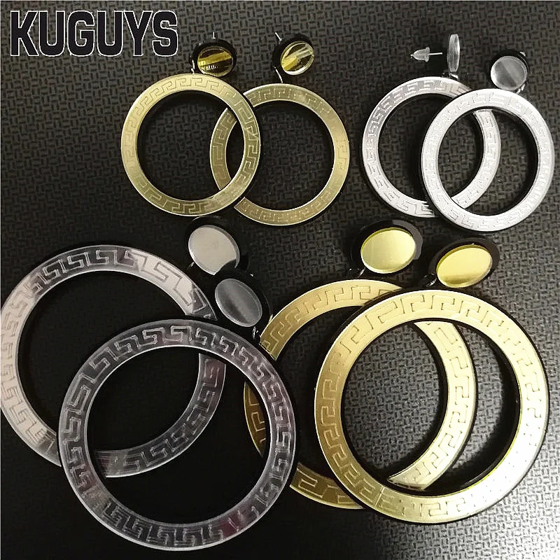 Женские круглые серьги кольца KUGUYS Винтажные золотого и серебряного цвета