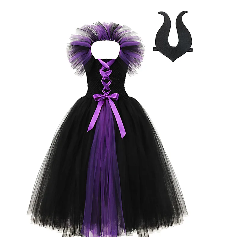 Maleficent Классическая коллекция принцесс; одежда для костюмированной вечеринки Спящей красавицы Малефисента Рапунцель; детское карнавальное платье с единорогом и Динь-Динь - Цвет: Maleficent