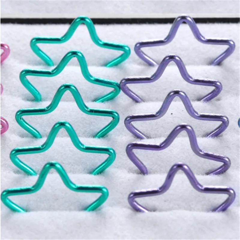 40pcs/lot New Stainless Steel multicolor Nose Open Hoop Ring Star Earring Body Piercing Studs Women Men Fashion Jewelry | Украшения и
