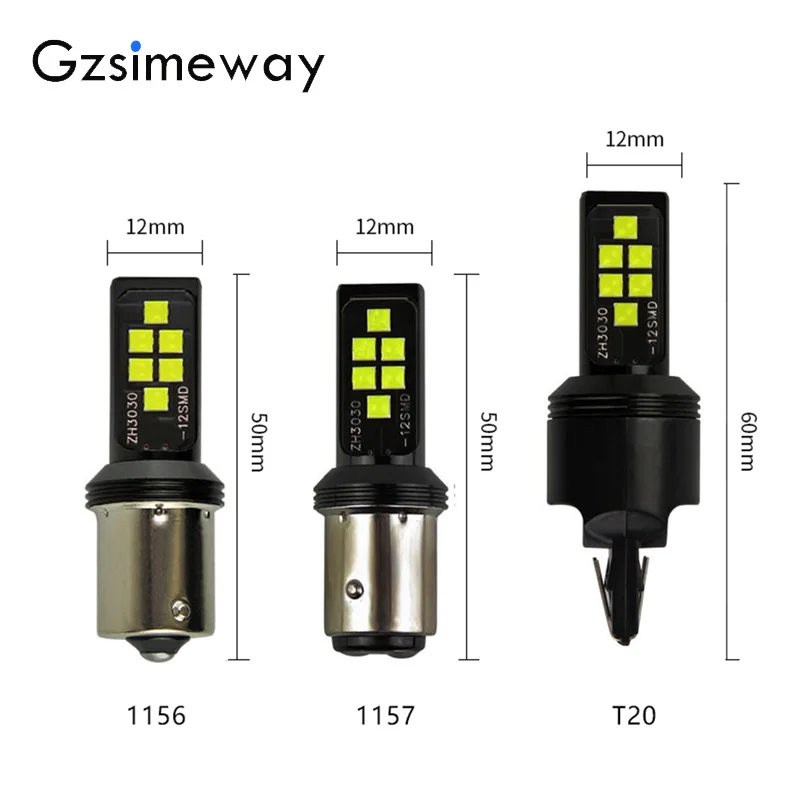 СВЕТОДИОДНЫЙ Автомобильный указатель поворота T20 7443 7440 W21W 1156 BA15S P21W led BAY15D 3030 12 smd