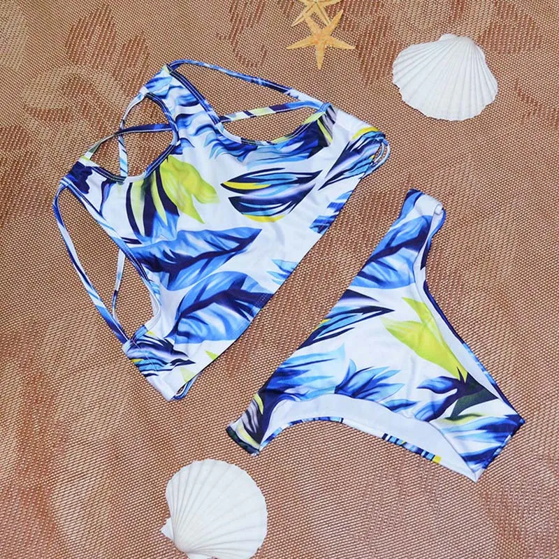 Новый Сексуальный Женщин Пуш-Ап Пуш Ап Цветочный Печати Бинты Strappy Бикини