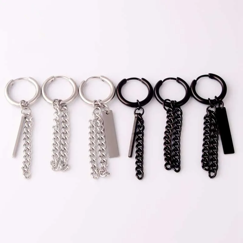 1 шт. хип хоп Длинная кисточка цепочка подвеска серьги кольца из нержавеющей
