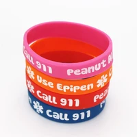 1pc printed peanut allergy call 911 silicone wristband little kids baby silicone armband braceletsbangles medical gifts sh162