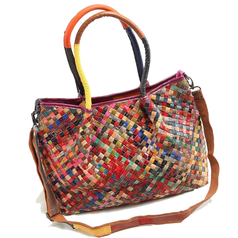 Сан Мари красочные сумка в стиле бохо для Для женщин большой Ёмкость пляжные