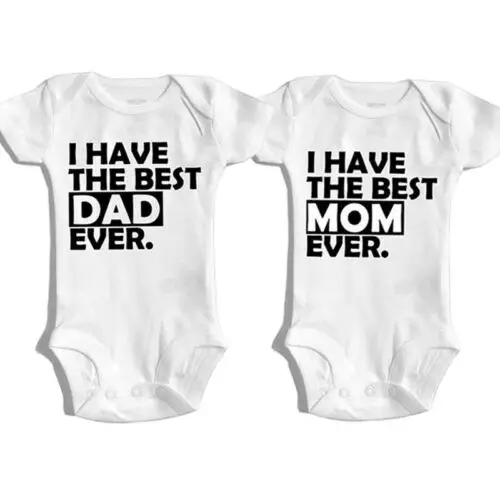 

Newborn Baby Boy Girl Best Dad/Mom Bodysuit Short Sleeve Babygrow Vest Jumpsuit Outfits Clothes Summer Clothes