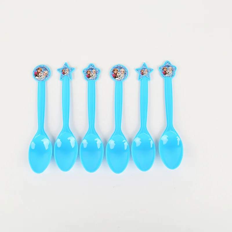 Spoon 6pcs Вечерние украшения принцессы Эльзы и Анны для вечеринки в честь Дня Рождения; Детский комплект Эльзы для дня рождения; праздничные принадлежности для дня рождения - Цвет: Spoon 6pcs