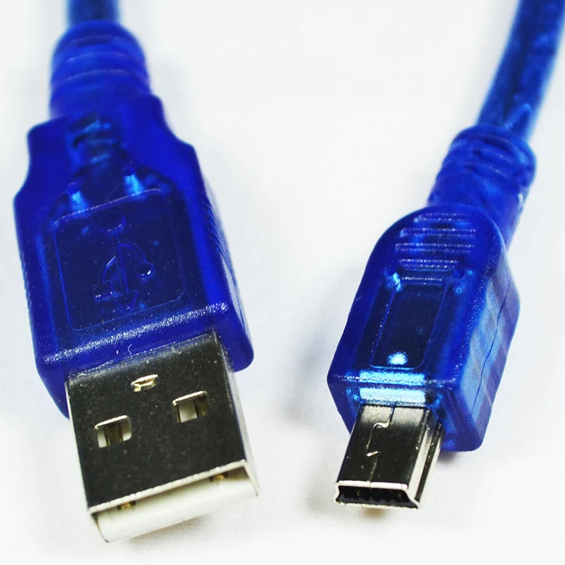 Синий короткий USB 2 0 A штекер мини 5 Pin B кабель для зарядки данных Шнур адаптер 30