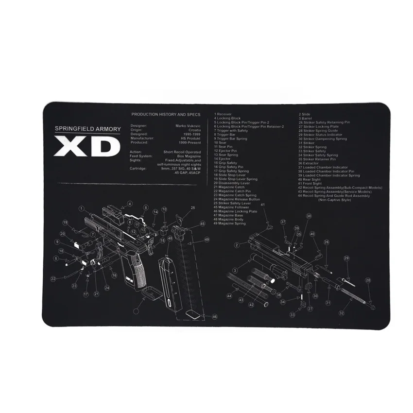 Springfield XD Чистящий коврик для пистолета, патчи, Оружейная скамья для Glock 17 19 26 1911 Sig sauer P226 P229, набор инструментов для Спрингфилда XD - Цвет: Springfield XD