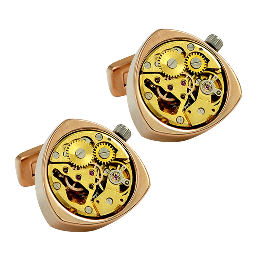 2018 Гипербола запонки механические скелет часы движение передач старинные