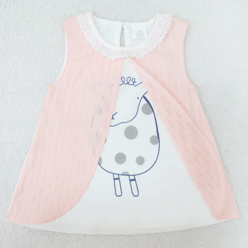 Детская блузка из 100% хлопка с круглым вырезом и кружевом | одежда обувь