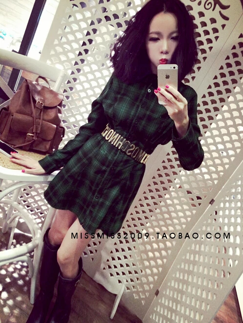 New arrival winter casual plud thick tops dress Korean version plaid shirt H2411 | Женская одежда