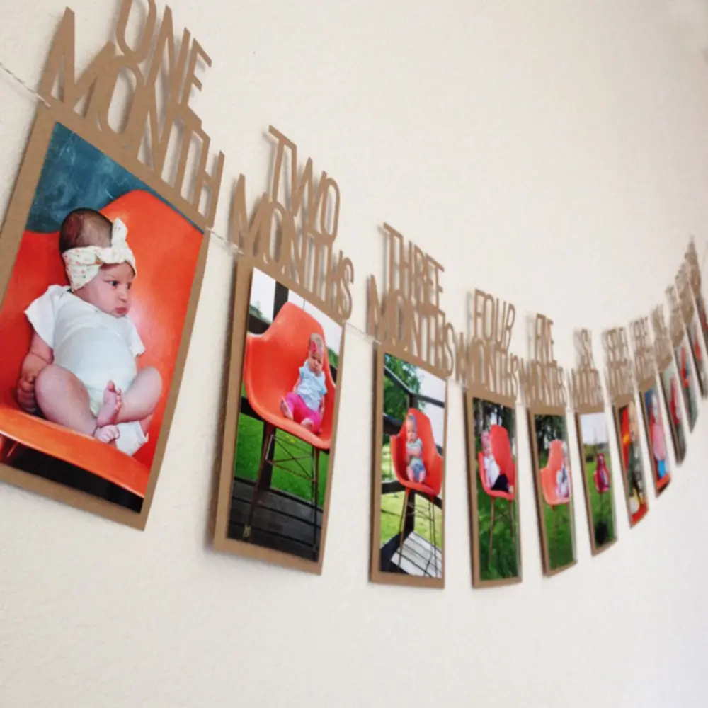DIY ежемесячная бумага 1 год фото стенд реквизит фоторамка юбилейные годы