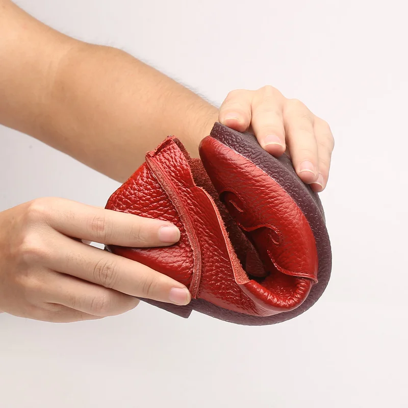 

MVVJKEShoes Woman 2018 Fashion Vintage Women Flat Shoes Soft Shallow Genuine Leather Slip On Flats Women Moccasins Loafers E106