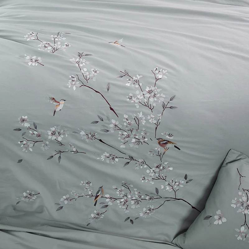 Американский Стиль 60 S сатин люкс из египетского хлопка Вышивка Постельные