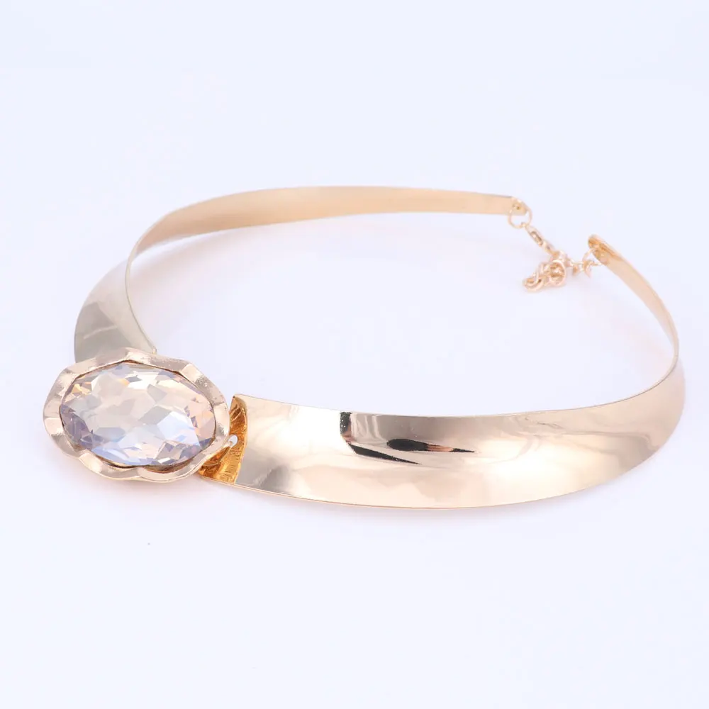 Панк женский чокер 2017 Большой Кристалл Чокеры ожерелья серебряный цвет