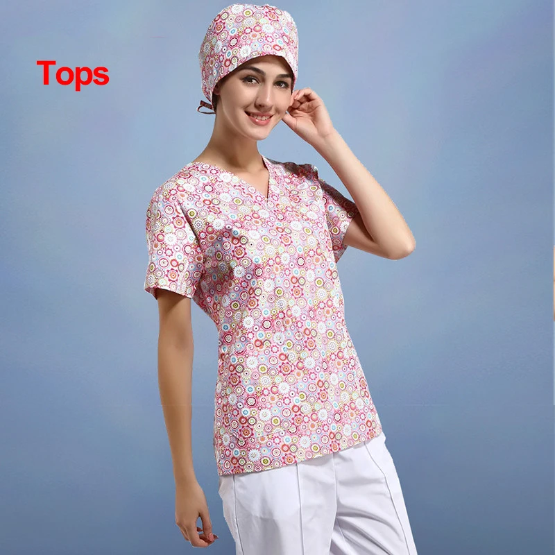 tops2 Новинка, топ с v-образным вырезом и короткими рукавами, штаны, доктор, Спецодежда для медсестер, комплекты спецодежды, Униформа, больничная хирургическая лаборатория, комбинезон - Цвет: tops2
