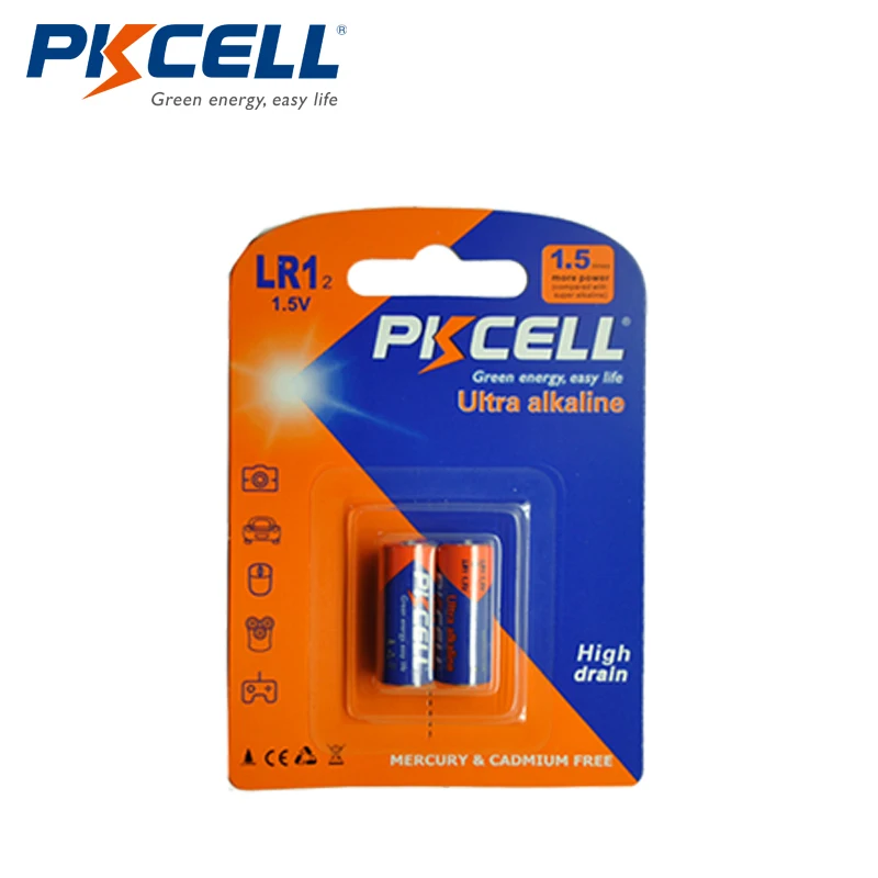 Щелочная батарея PKCELL N размера 12 шт. 1 5 В LR1 E90 MN9100 AM5 UM-5 KN для bluetooth-гарнитуры |
