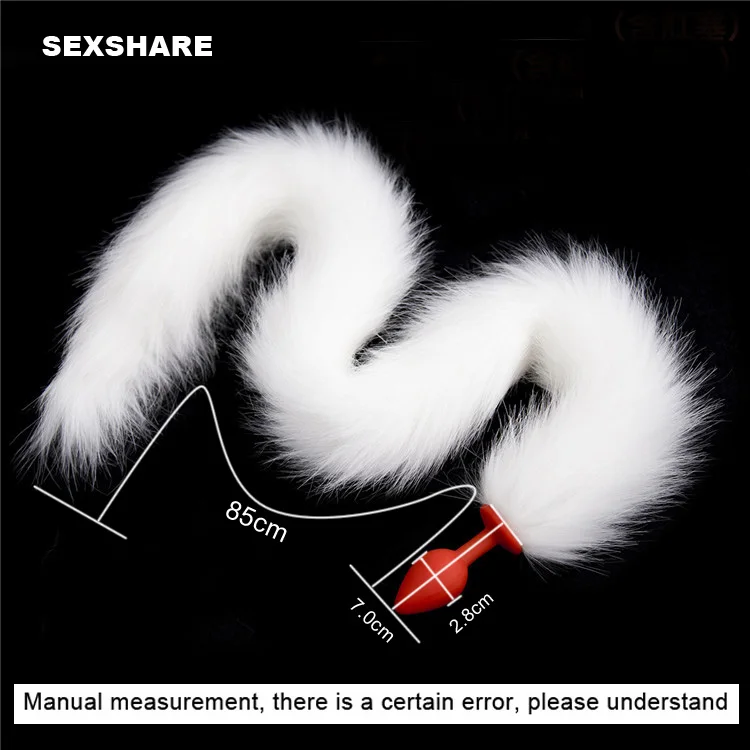 85 см длинный белый искусственный Лисий хвост Фетиш взрослые секс игрушки