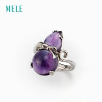 mele natural amethyst silver ring 22mm12mm south africa amethyst deep color with inclusion inside fine jewlery for women