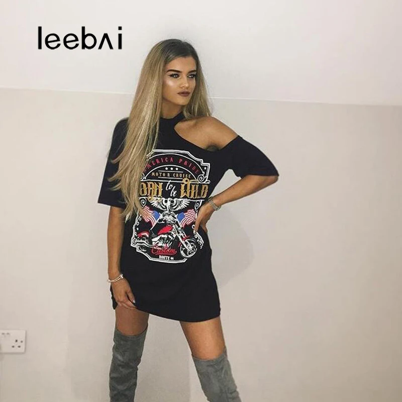 LEEBAI Harajuku Streetaear Футболки хлопковая Футболка Для Женщин Принтом черный
