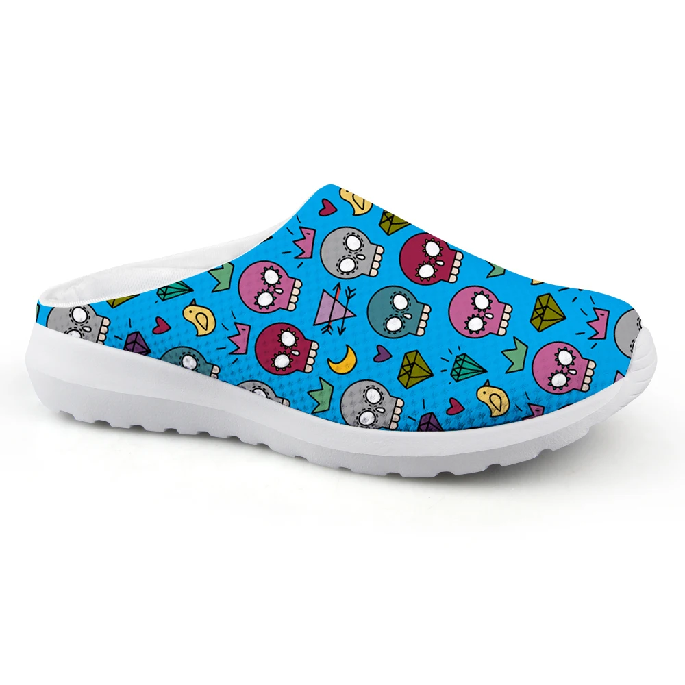 Мужские летние дышащие сандалии на плоской подошве с принтом черепа|Сандалии| |