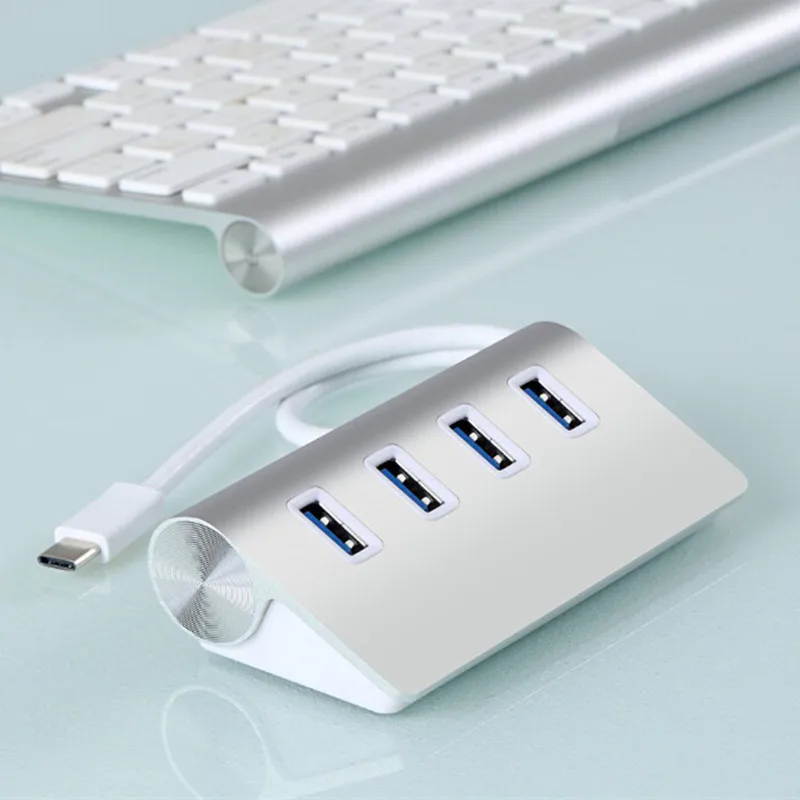 type c aluminum alloy 4 port usb3 0 hub 5gbps splitter usb c hub otg adapter for redmi huawei galaxy phones mac imac free global shipping