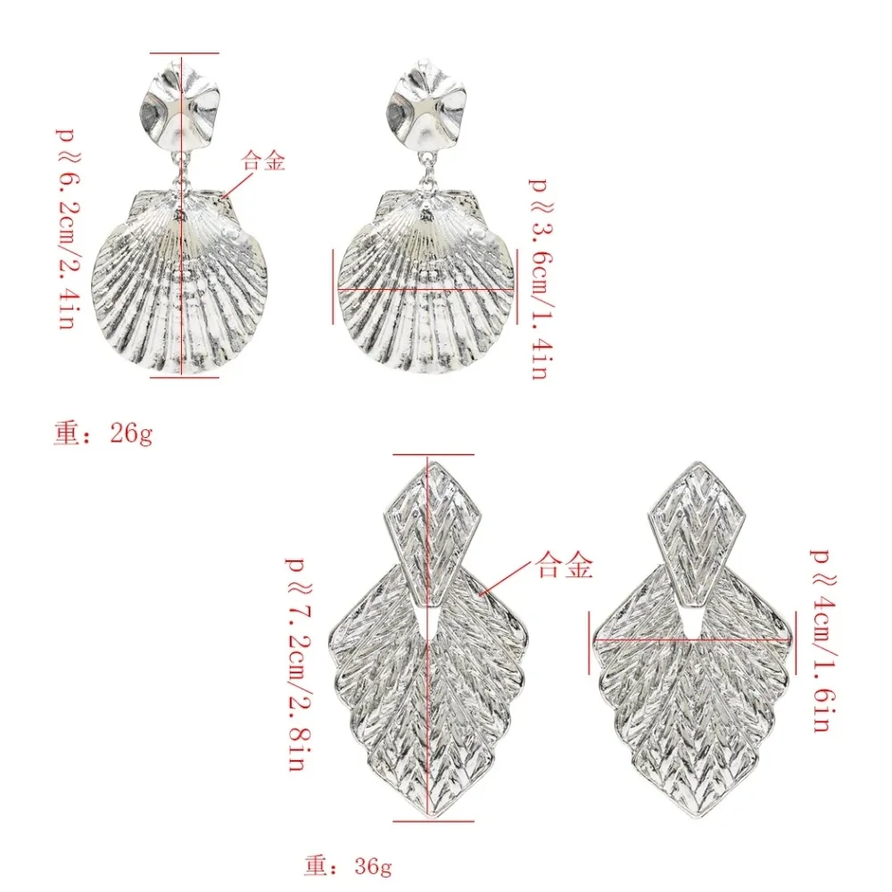 Fashion Vintage Zinc Alloy Shell Geometric Dangle Drop Earrings Gold Brincos for Women Party pendientes mujer moda 2019 | Украшения и