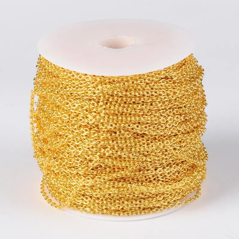 Металлическая Крестовая цепь без свинца золотого цвета в комплекте катушка