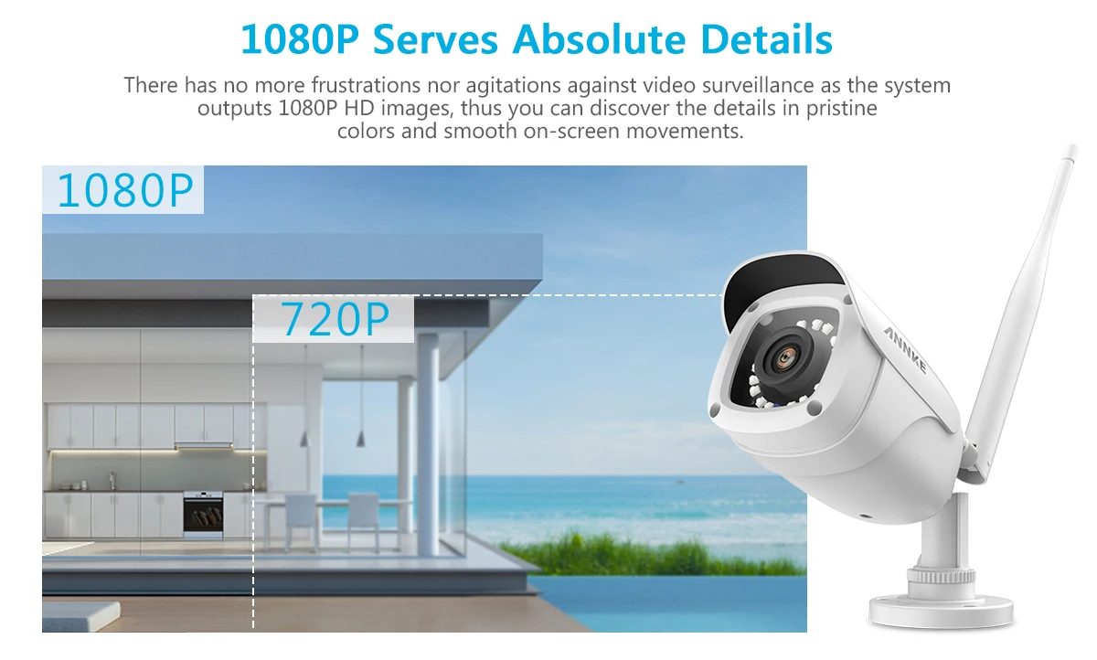 ANNKE 8CH FHD Wi-Fi Wireless NVR CCTV System 4pcs 1080P IP Camera WIFI Outdoor Waterproof CCTV Security Camera Surveillance Kit