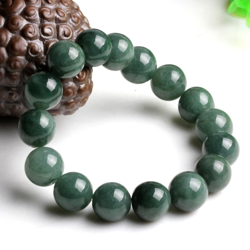 Аутентичный браслет из Мьянмы натурального нефрита с масляными голубыми